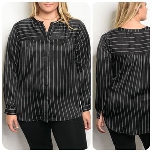 PLUS SIZE BLACK WHITE STRIPES TOP